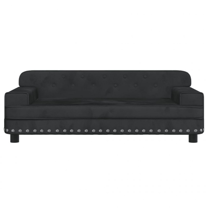 Sofa dla dzieci, czarna, 90x53x30 cm, aksamit