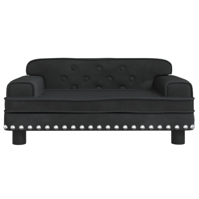 Sofa dla dzieci, czarna, 70x45x30 cm, aksamit