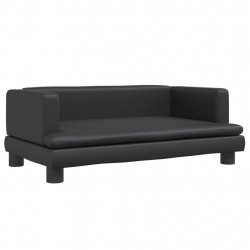 Sofa dla dzieci, czarna, 80x45x30 cm, sztuczna skóra