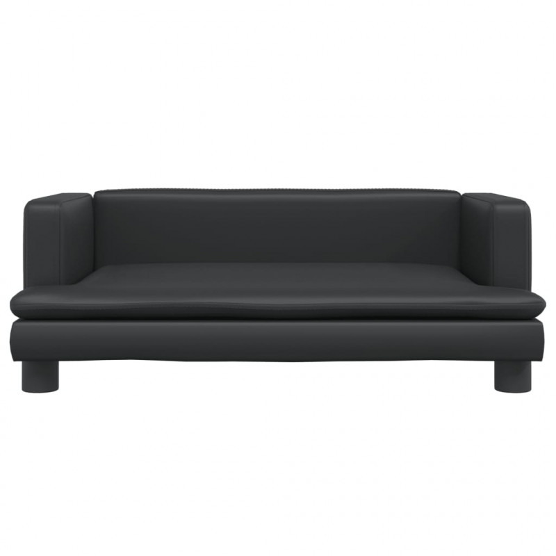 Sofa dla dzieci, czarna, 80x45x30 cm, sztuczna skóra