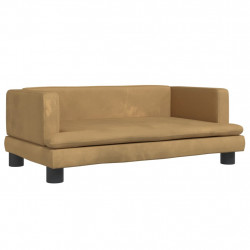 Sofa dla dzieci, brązowa, 80x45x30 cm, aksamit