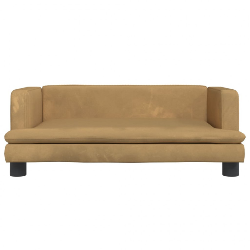 Sofa dla dzieci, brązowa, 80x45x30 cm, aksamit