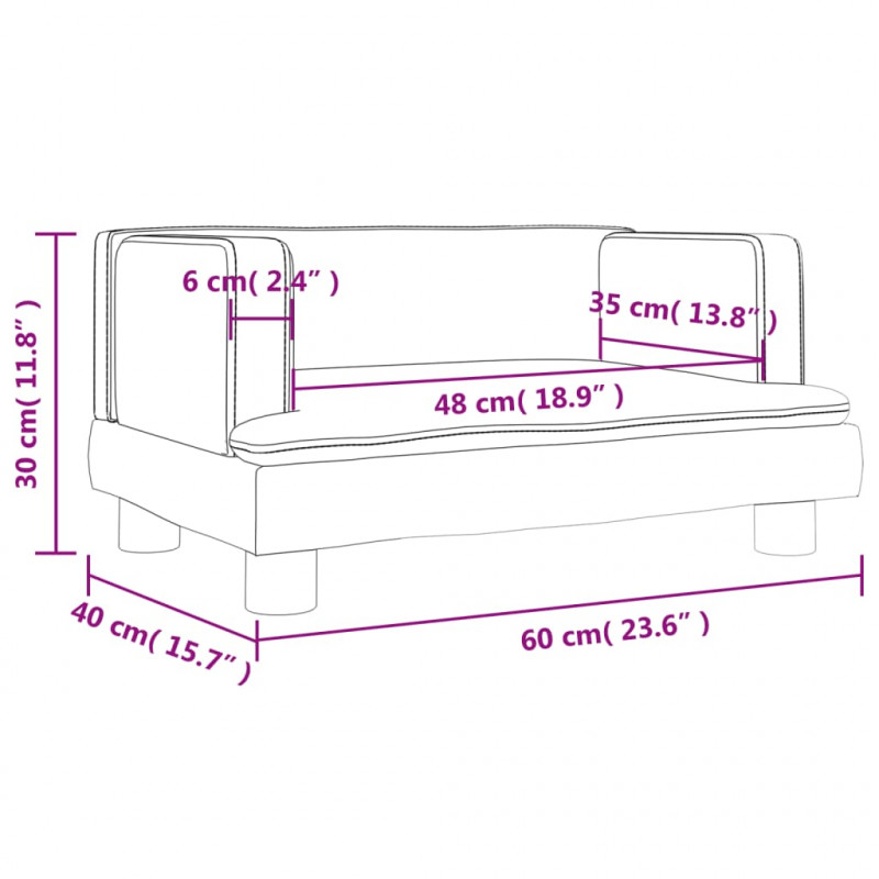 Sofa dla dzieci, ciemnoszara, 60x40x30 cm, aksamit