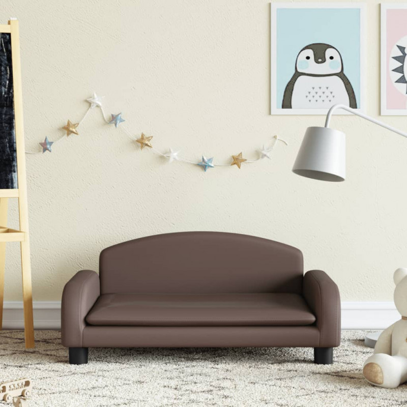 Sofa dla dzieci, brązowa, 70x45x30 cm, sztuczna skóra