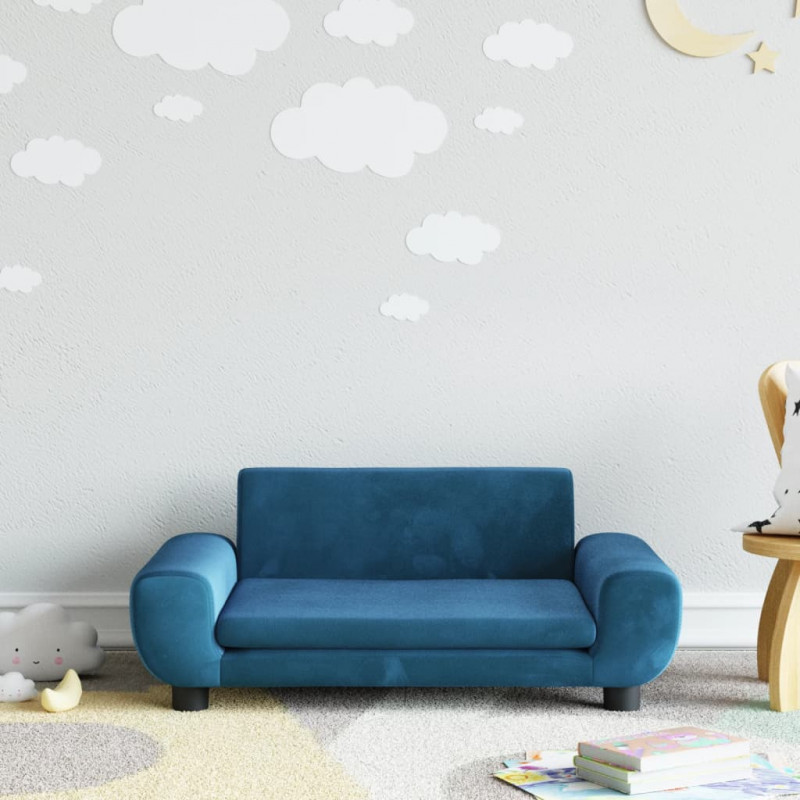 Sofa dla dzieci, niebieska, 70x45x33 cm, aksamit