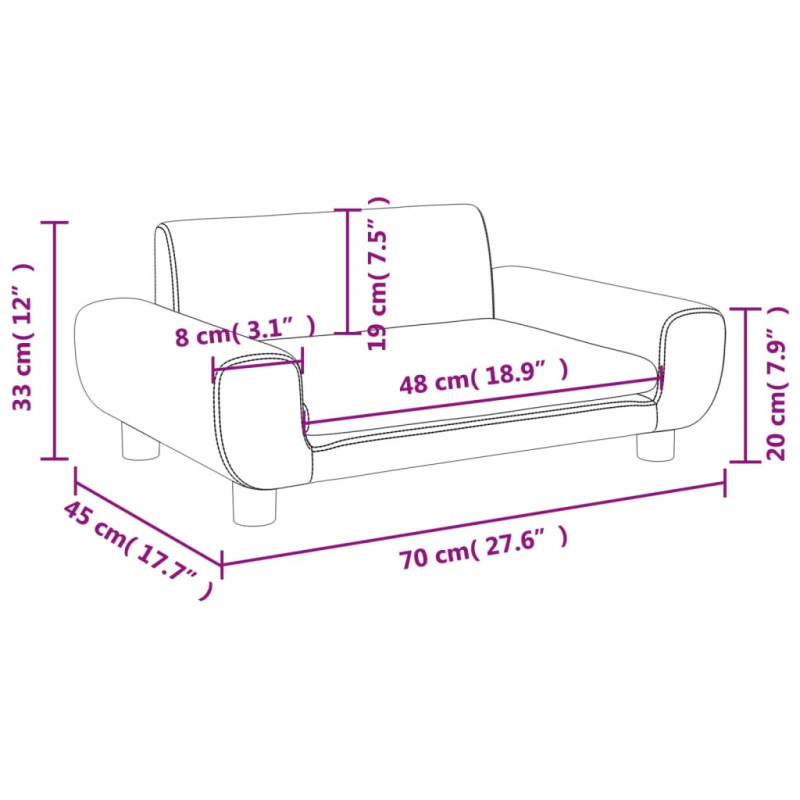 Sofa dla dzieci, niebieska, 70x45x33 cm, aksamit