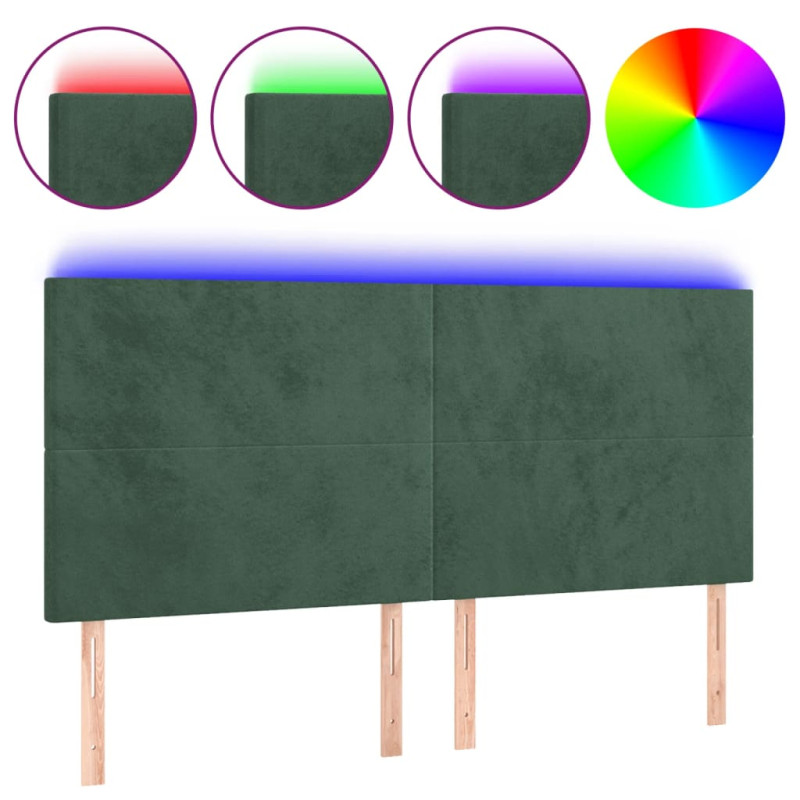 Zagłówek do łóżka z LED, ciemnozielony, 200x5x118/128 cm