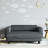 Sofa dziecięca z podnóżkiem, ciemnoszara, 100x50x30 cm, aksamit