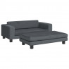 Sofa dziecięca z podnóżkiem, ciemnoszara, 100x50x30 cm, aksamit