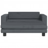 Sofa dziecięca z podnóżkiem, ciemnoszara, 100x50x30 cm, aksamit