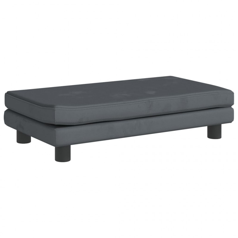 Sofa dziecięca z podnóżkiem, ciemnoszara, 100x50x30 cm, aksamit