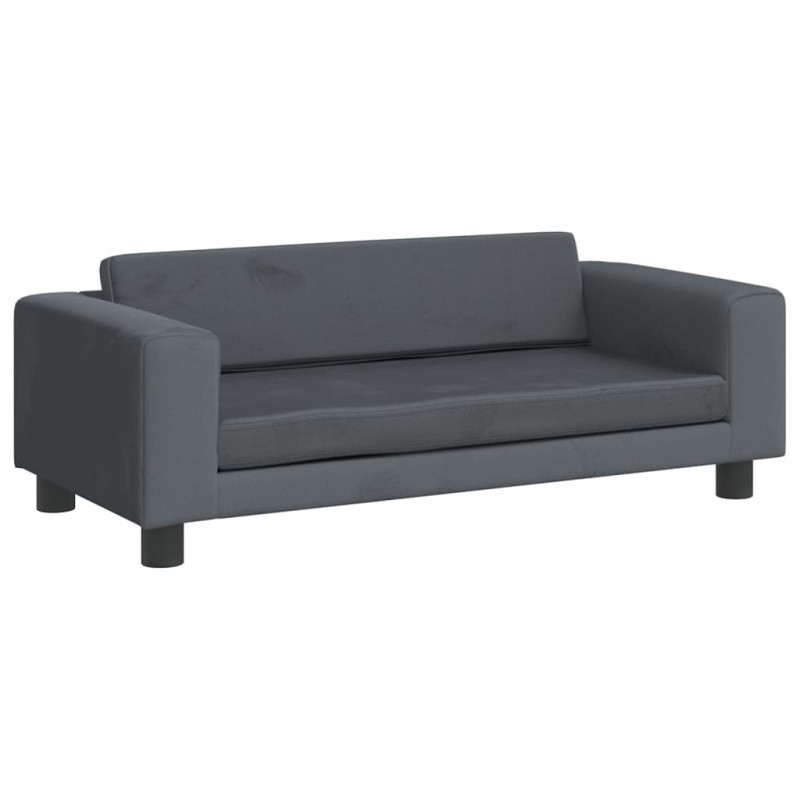 Sofa dziecięca z podnóżkiem, ciemnoszara, 100x50x30 cm, aksamit