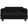 Sofa dziecięca z podnóżkiem, czarna, 100x50x30 cm, ekoskóra