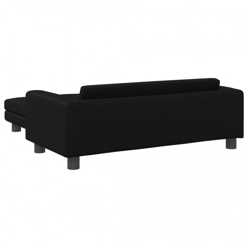 Sofa dziecięca z podnóżkiem, czarna, 100x50x30 cm, ekoskóra