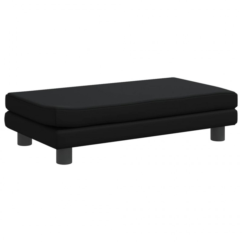 Sofa dziecięca z podnóżkiem, czarna, 100x50x30 cm, ekoskóra