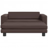 Sofa dziecięca z podnóżkiem, brązowa, 100x50x30 cm, ekoskóra