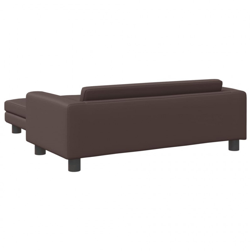 Sofa dziecięca z podnóżkiem, brązowa, 100x50x30 cm, ekoskóra
