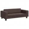 Sofa dziecięca z podnóżkiem, brązowa, 100x50x30 cm, ekoskóra