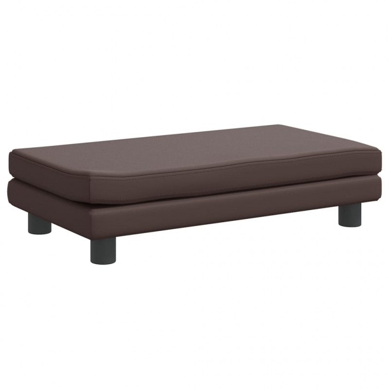 Sofa dziecięca z podnóżkiem, brązowa, 100x50x30 cm, ekoskóra