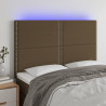 Zagłówek do łóżka z LED ciemnobrązowy 144x5x118/128 cm tkanina