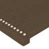 Zagłówek do łóżka z LED ciemnobrązowy 144x5x118/128 cm tkanina
