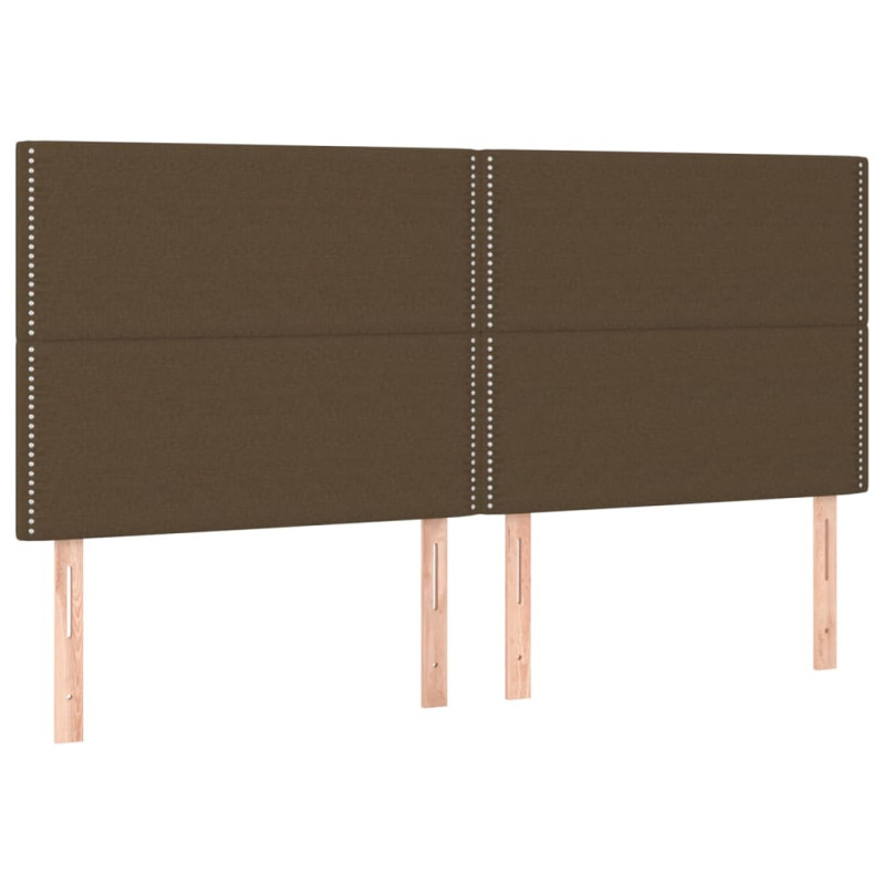 Zagłówek do łóżka z LED ciemnobrązowy 160x5x118/128 cm tkanina