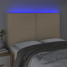 Zagłówek do łóżka z LED, kremowy, 144x5x118/128 cm, tkanina