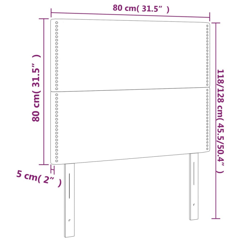 Zagłówek do łóżka z LED, czarny, 80x5x118/128 cm, aksamit
