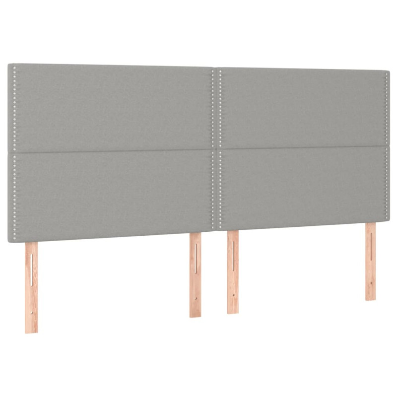 Zagłówek do łóżka z LED, jasnoszary, 180x5x118/128 cm, tkanina