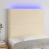 Zagłówek do łóżka z LED, kremowy, 100x5x118/128 cm, tkanina