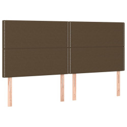 Zagłówek do łóżka z LED ciemnobrązowy 200x5x118/128 cm tkanina