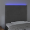 Zagłówek do łóżka z LED, ciemnoszary, 90x5x118/128 cm, aksamit