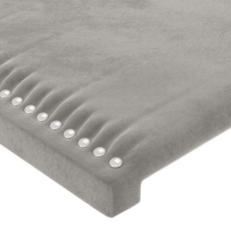 Zagłówek do łóżka z LED, jasnoszary, 80x5x118/128 cm, aksamit