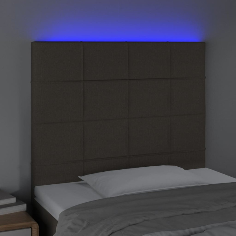 Zagłówek do łóżka z LED, taupe, 90x5x118/128 cm, tkanina