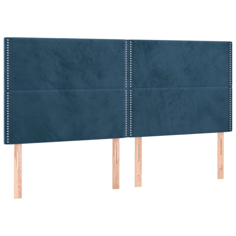 Zagłówek do łóżka z LED, ciemnoniebieski, 160x5x118/128 cm