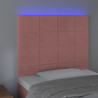Zagłówek do łóżka z LED, różowy, 90x5x118/128 cm, aksamit
