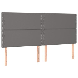 Zagłówek do łóżka, szary, 200x5x118/128 cm, sztuczna skóra