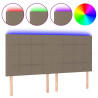 Zagłówek do łóżka z LED, taupe, 200x5x118/128 cm, tkanina