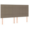 Zagłówek do łóżka z LED, taupe, 200x5x118/128 cm, tkanina