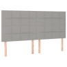 Zagłówek do łóżka z LED, jasnoszary, 200x5x118/128 cm, tkanina