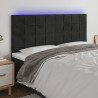 Zagłówek do łóżka z LED, czarny, 200x5x118/128 cm, aksamit