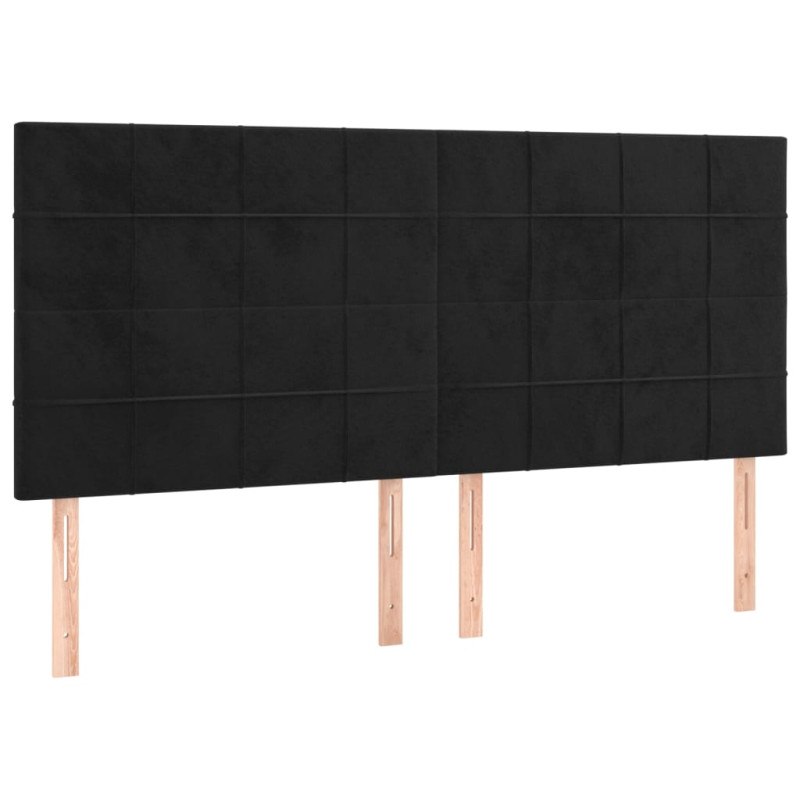Zagłówek do łóżka z LED, czarny, 200x5x118/128 cm, aksamit