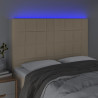 Zagłówek do łóżka z LED, kremowy, 144x5x118/128 cm, tkanina