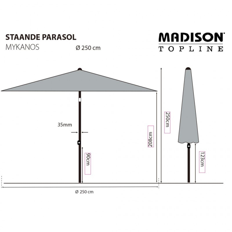 Madison Parasol ogrodowy Mykanos, 250 cm, zielony