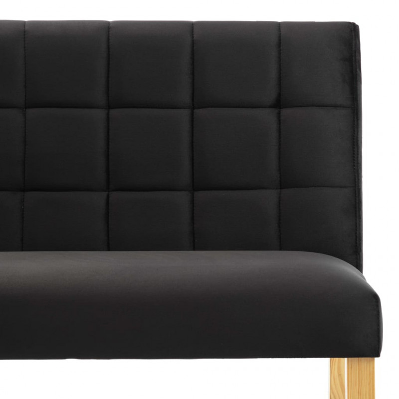 Ławka, 140 cm, czarna, tapicerowana aksamitem