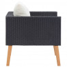 Pojedyncza sofa ogrodowa z poduszkami, rattan PE, czarny