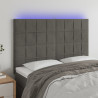 Zagłówek do łóżka z LED, ciemnoszary, 144x5x118/128 cm, aksamit