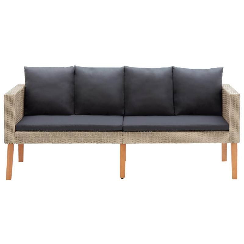 2-osobowa sofa ogrodowa z poduszkami, rattan PE, beż