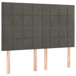 Zagłówek do łóżka z LED, ciemnoszary, 144x5x118/128 cm, aksamit