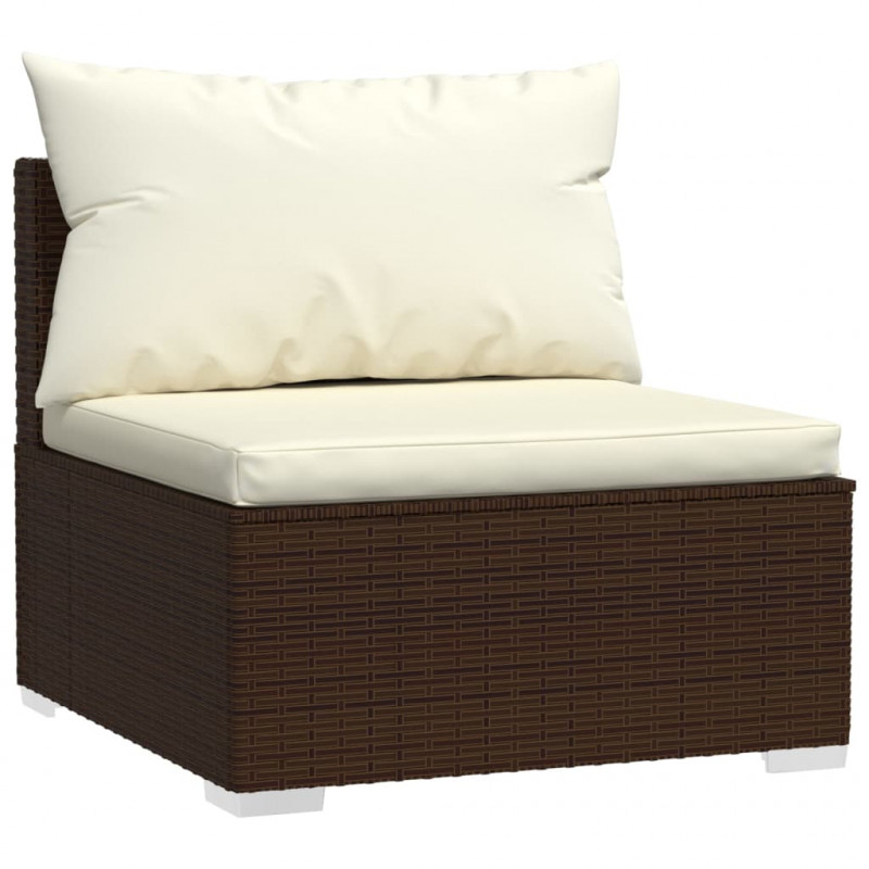 4-osobowa sofa z poduszkami, brązowa, polirattan